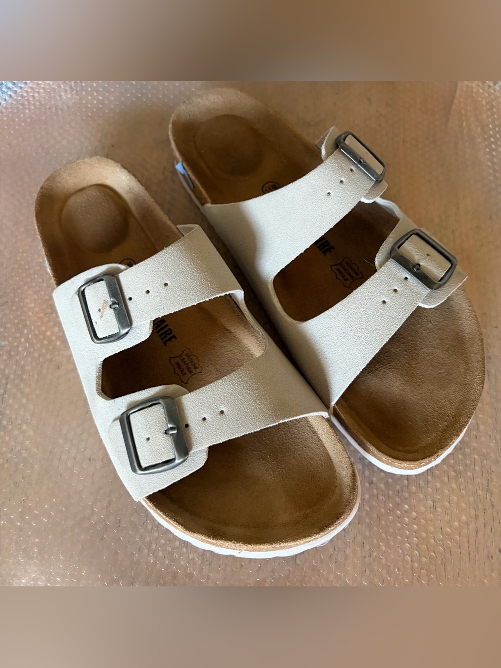 Women’s Double-Buckle Sandals in Beige - Casual Comfort Sz 11
